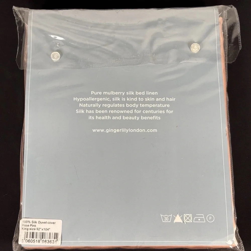 Gingerlily London King Mulberry Silk Duvet Cover Pure Silk Rose Pink 100% Luxury